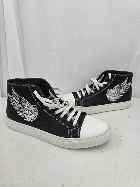 Roberto Cavalli Other - Roberto Cavalli Black Canvas Sneakers Angel Wings Men Size 44 US 10.5-11 Hi-Top.